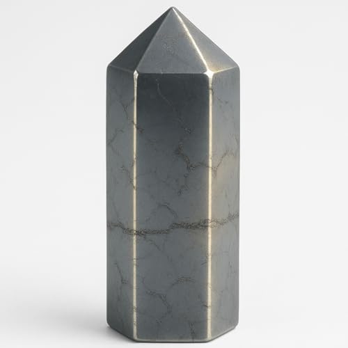 Pandiui23 Torre de Piedra Hematita, de Varita de Cristal, Cuarzo de Cristal Natural Columna de Cristal Hexagonal,Varitas de Cristal de Roca, varitas de Cuarzo Claro, Torre (Hematita, 7-8CM)