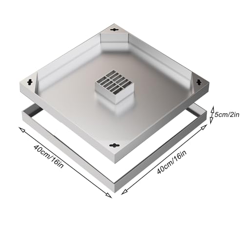 Grille d'égout en acier inoxydable structure carrée renforcée 40x40x5cm usage extérieur