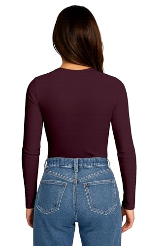 Image of London Hills Full Sleeve Ribbed Tops for Women Western | Tops for Woman | Tshirt for Woman | T Shirt | Women Tops | Women Tees | Top | Western Tops | White | Black | Multi-Colored