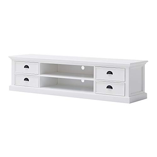 Novasolo Halifax Pure White Mahogany Wood 2-Tier Tv Stand And 4 Drawers #TOP1
