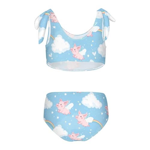 Wusikd Pink Piglets Wings Girls Swimsuits Two Piece Cute Swimwear Bikini Set for for Girls Size 3T2