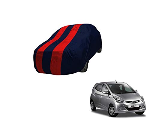 Image of Auto Hub Car Cover Compatible with Hyundai Eon with Mirror Pocket,Triple Stitched, Weather Proof, Eon Car Cover- Navy-Red