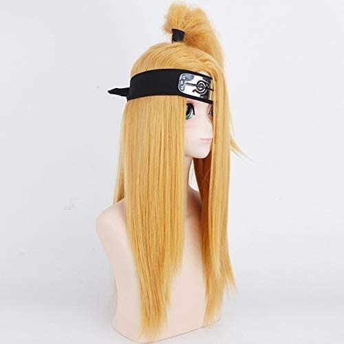 NARUTO デイダラ ウィッグ コスプレ耐熱ウィッグ ゴールド ロング ちょんまげ ウィッグ ☆NARUTO