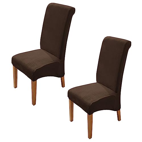 Image of HOKIPO Velvet Long Back Chair Covers Set of 2, Brown (AR-4760-BR*2)