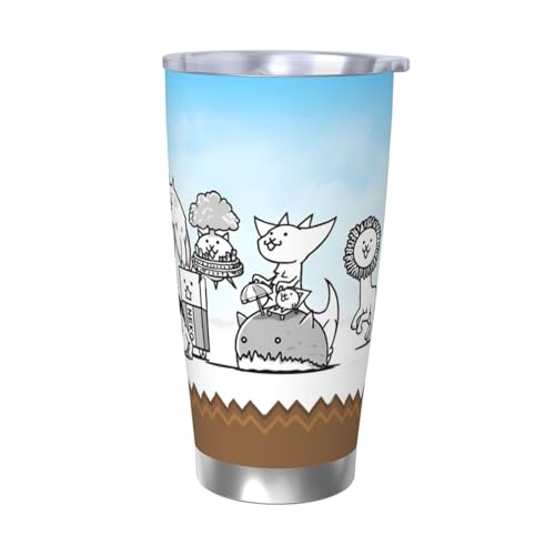 にゃんこ大戦争the Battle Cats 水筒 真空断熱ケータイマグ 600ml ステンレスボトル 車用 直飲み 保温 保冷 フタ付きコーヒーカップ アウトドア 車のネイブに最適 スポーツタイプ ステンレスクールボトル 軽量 隔? 水筒 男の子 女の子
