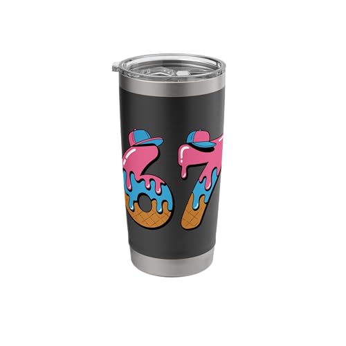 67 Alpha Slang Gen 67th Number Ice Cream Drip 67 Stainless Steel Insulated Tumbler