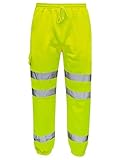 shelikes Mens Hi Vis Viz JOGGING BOTTOMS Combat Trousers Workwear JOGGERS [Yellow XL]