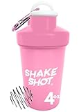 Shake Shot - Pink - 4oz Mini Shaker Bottle for Pre Workout, Creatine, Small Scoop Supplements (Not for Protein) Clip & Shaker Ball