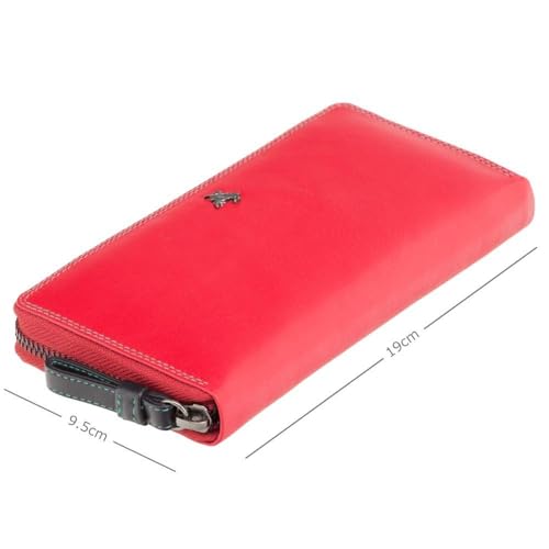 Visconti Large Continental Zip Around Purse in Red Or Black Multi SP79 (Red)4