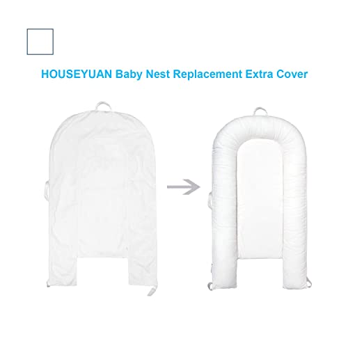 Image of Infant Baby Lounger Replaceable Cover co-Sleeping Newborn Baby Nest Backup Cover Breathable Machine Washable (Off White)