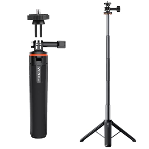 HUAYUWA Barra de extensión ajustable para selfie para Insta360 X5/X4/X3/X2/GO3, trípode de poste de extensión de cardán compatible con DJI Action5/Action4/Pocket3 (50.8 cm + adaptador de 1/10.2 cm)