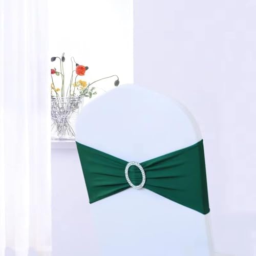 AMERRY 10PCS Spandex Chair Bands Sashes for Wedding Party Banquet Christmas Thanksgiving Baby Shower Event Decorations (Black Green)