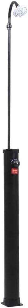 Solar Shower Black PVC and ABS 84.6 Inches Tall Height-Adjustable Outdoor Shower with Efficient Solar Heating System for Garden Pool Rinse