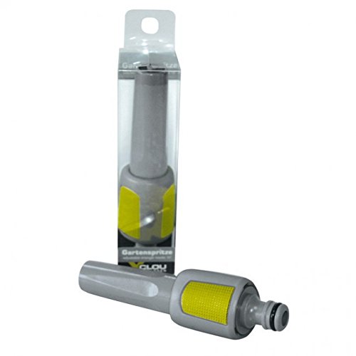 Preisvergleich Produktbild Xclou Gartenspritze, Schlauchdüse, stufenlos regulierbar, passend für alle gängigen Stecksysteme, Griff mit grüner Gummierung, grau