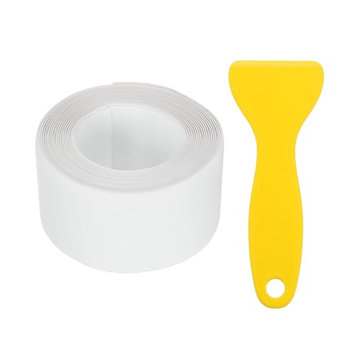Image of uxcell Caulk Tape, White Toilet Caulk Strip Self Adhesive 1.5 inch x 16.4Ft Caulking Sealant Tape with Sealing Tool for Kitchen Bathroom Edge Protector
