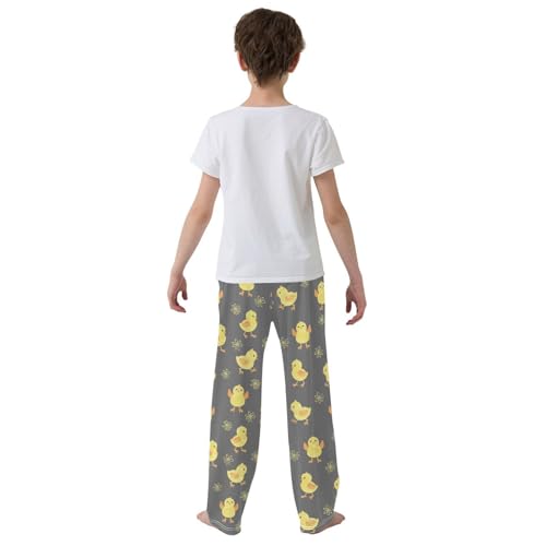 Chick Florals Boys Long Pants Soft Trousers Elastic Waist Kids Lounge Bottoms with Pockets S-XL3