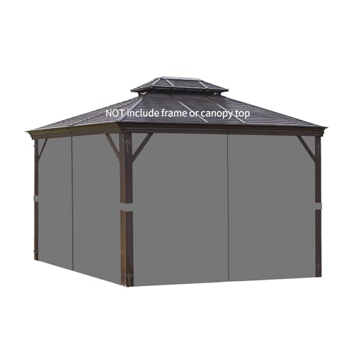 homegroove Gazebo Curtains Outdoor Waterproof 10 * 10ft, Privacy Curtains 4-Panels, Gazebo Replacement Curtain with Zipper for Garden, Patio, Yard (Only Curtains) Gray by homegroove - Used condition - US$38.20