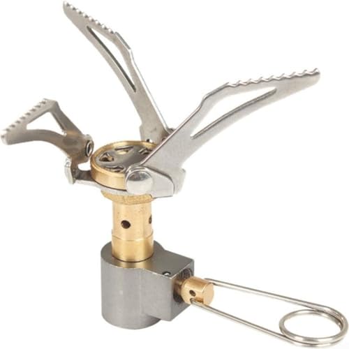 Estufa de gas portátil de camping para senderismo al aire libre, quemador de aleación ligera con llama giratoria de alta eficiencia, cocina de bolsillo compacta para mochileros