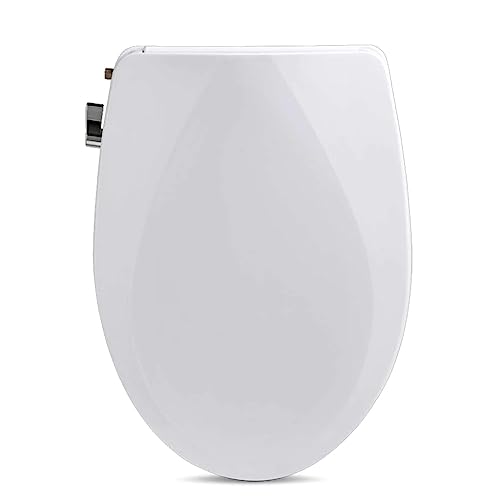 Image of Alpha ONE V2 Bidet Seat - IMPROVED COLOR - Elongated - Non-Electric Dual Nozzles - Ultra Low Profile - Powerful Spray - EZ 1 Lever Control - Brass Valve and Fittings - LED Nightlight