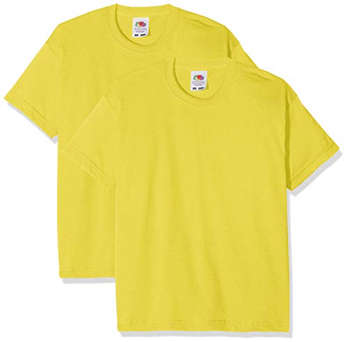 Fruit of the Loom Kids Valueweight Short Sleeve T 2 Pack Camiseta, Amarillo (Amarillo Amarillo), 9-10 Años (Pack de 2) para Niños