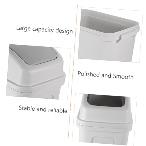 Caneca de basura rectangular con tapa blanca miniatura 7