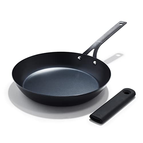 Comparison: Best Oil For Carbon Steel Pan 8 OXO Obsidian Pre-Seasoned Carbon Steel, 10" Frying Pan Skillet with Removable Silicone Handle Holder, Induction, Oven Safe, Black