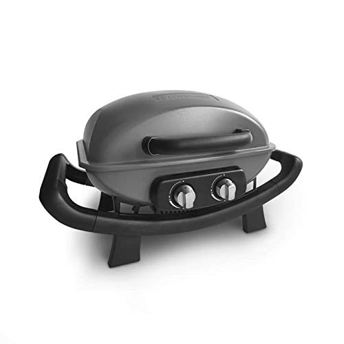 Burnhard Tragbarer 2-Brenner Gasgrill Wayne, Tischgrill inkl. Abdeckhaube, Bis zu 300 °C, Gusseisen Grillrost, 2 Edelstahlbrenner mit Piezozündung, inkl. Gratis Rezept
