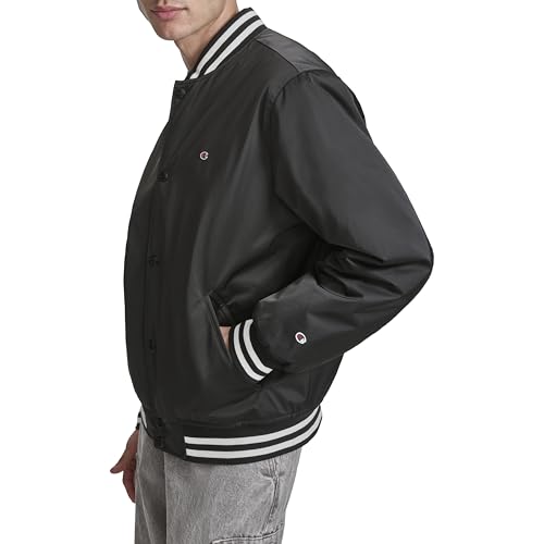 Image of Champion Men's Logo Striped-trim Varsity Jacket