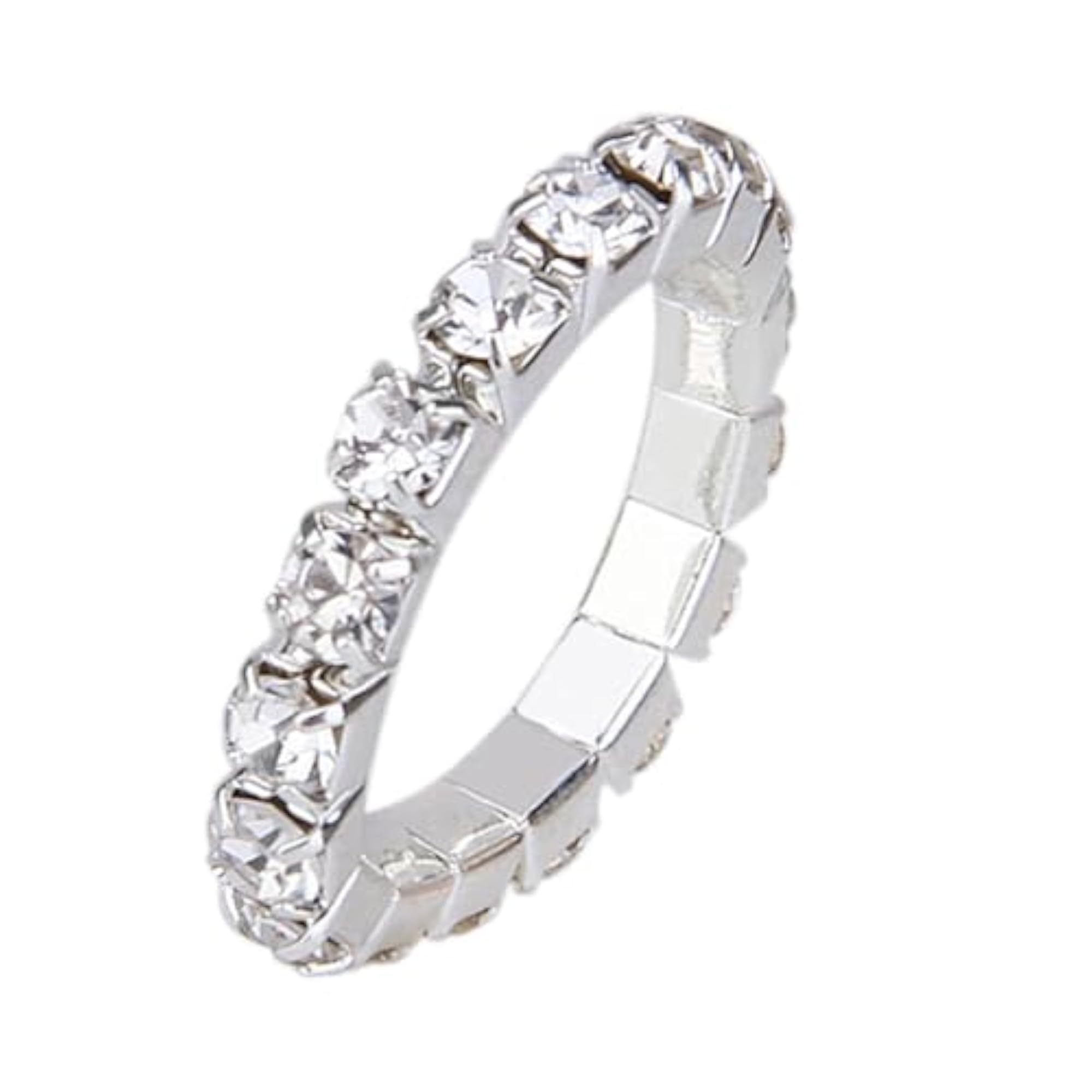 Women's Elastic Silver Tone Crystal Rhinestone Toe Ring