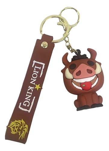 TCB Creations Lion Kings Pumbaa Cartoon Character 3D Silicone Charm Keychain Keyring