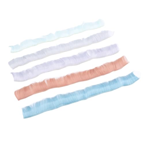Doll Bangs Hair Extensions, 5cm Long Soft Silk Wig Weft with Doll Extensions Hair Weft Moon White