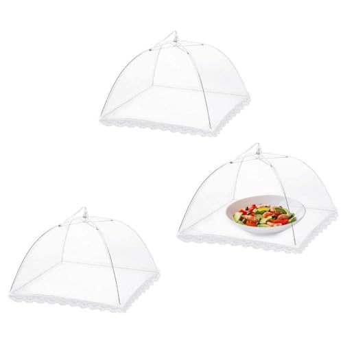 HXHWKEN 3Pcs Cubierta Protectora Alimentos Fresca Mosquitera Comida Desplegable Cubierta de Malla Plegable para Frutas Barbacoa Pasteles, 32x32cm