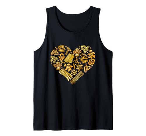 I Heart Love Tipos de pasta Variedades Amante de la comida italiana Camiseta sin Mangas