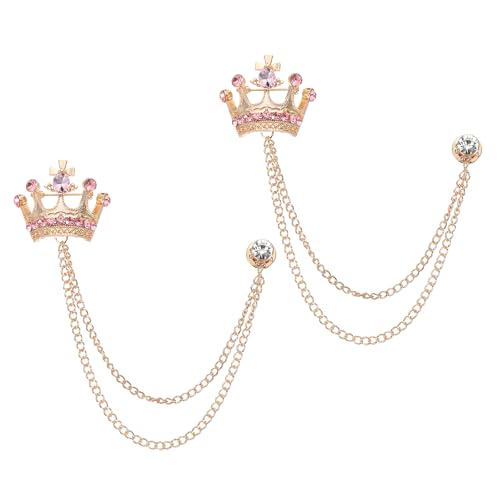 Image of PATIKIL Crown Hanging Chain Brooch Pins, Rhinestone Suit Pins Fashion Crystal Lapel Pins