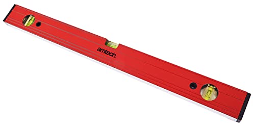 Amtech - Ribbed Spirit Level Heavy-Duty Aluminium with Milled Faces Two Vertical & one Horizontal Vial for General Installation 600 mm / 24 in