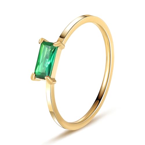 Cubic Zirconia Emerald Fashion Statement Stackable Mom Ring Jewelry CZ for Women Cute Dainty Gold Silver Rings Wedding Gift Transparent Green Health Waterproof Purity Simple