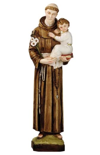 Generico ArteSacraCaravaggio Statua di Sant' Antonio da Padova cm 32 (12,59 inches) in resina decorata a mano di produzione artigianale italiana