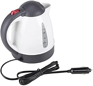 TOPINCN Travel Electric Kettle, 1L Portable In-Car Truck Kettle, Electric Water Heater Bottle for Hot Water Tea Coffee, Auto Shut Off, DC12V, 250W, White
