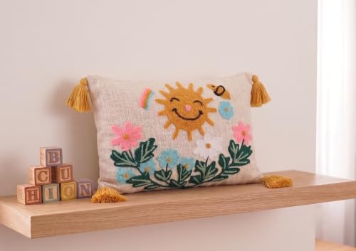 Image of Furnistitchs Boho Rectangle Cushion Cover 12x20 inches | Handmade Decorative Throw Pillow Case | Bohemian Home Decor Sofa Bed Cushion Cover Living Room Bedroom (1, Sun, 12x20 inches)