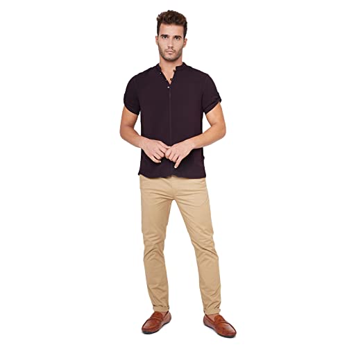 Image of Identiti Short Sleeves Solid Slim Fit 100% Viscose Casual Shirt /Kurta for Men