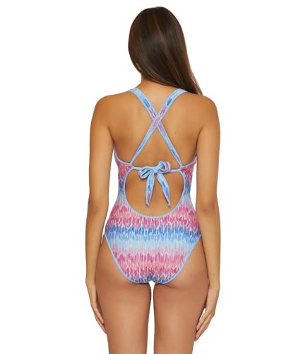 BECCA Women's Joshua Tree One Piece Swimsuit, Plunge Neck, Adjustable, Tie Back, Bathing Suits2