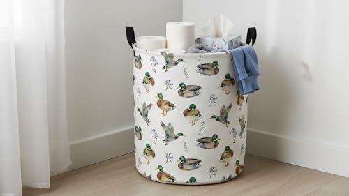 Image of CLOCOR Large Laundry Basket,Waterproof Nursery Hamper,Collapsible Fabric Storage Container,Room Decor,Gift Basket(Mallard