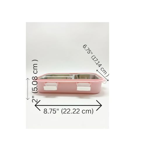 Image of Premium Stainless Steel Three Compartment Lunch Box (8.75 inch x 6.75 inch) - Durable Three Partition Leak Proof Tiffin Box for Food Grade Container with 6-Side Lock Unbreakable Lid (400g)