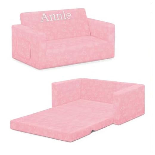 Customizable Pink Convertible Sofa for Kids