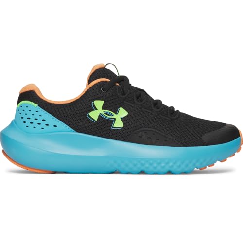 Under Armour Boys Grade School Surge 4 (007) Black/Blue Blur/Hyper Green 6 US