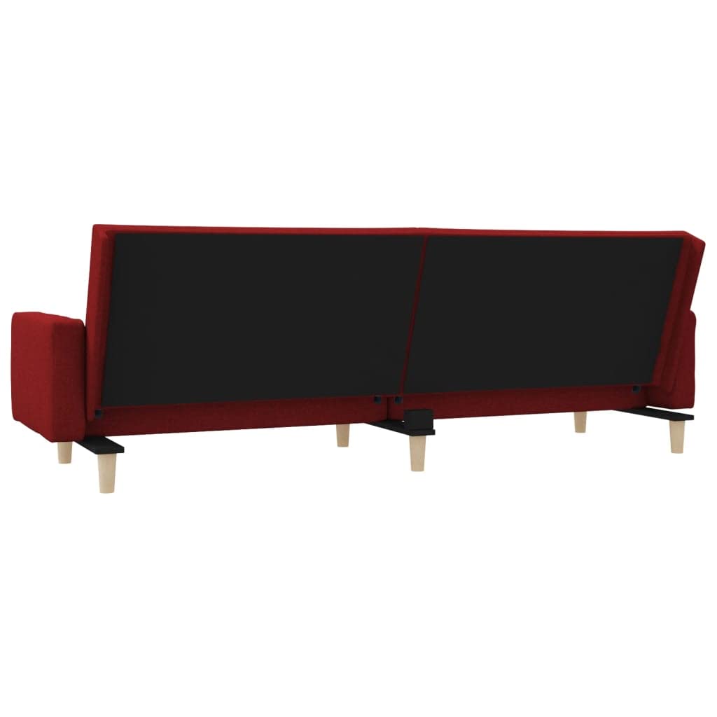 Sofá cama de 2 plazas plegable con 2 cojines de tela burdeos