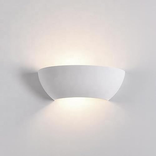 Partenopea® Applique in Gesso Bianco verniciabile Lampada da Parete per muro design moderno per Lampadine Attacco R7S (NON INCLUSA) arredo casa locali bar ristoranti (Curvo bombato biemissione)