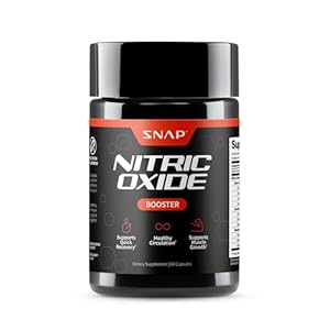 Snap Supplements Nitric Oxide Booster Supplement with L Arginine and L Citrulline Essential Amino Acids and Ginseng Root, Energy, Heart Health, Muscle Growth & Circulation Support, 60 Capsules