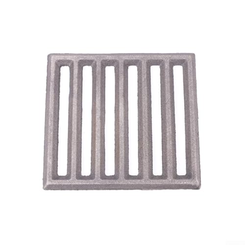 Rejilla de hierro fundido para chimenea de leña, piezas de repuesto de chimenea cuadrada y resistente, rejilla de hierro para soporte de leña seguro (14 x 15 cm)