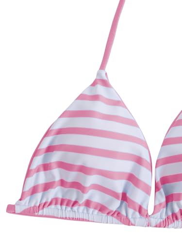 Image of RoseSeek Girl's 2 Piece Swimsuits Floral Gingham Halter Triangle Wireless Bikini Bathing Suit
